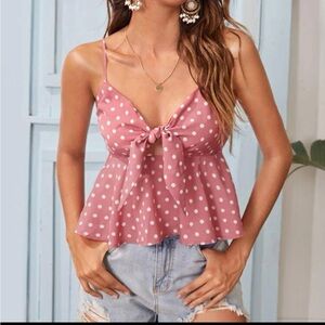 SHEIN size small pink polka-dot top